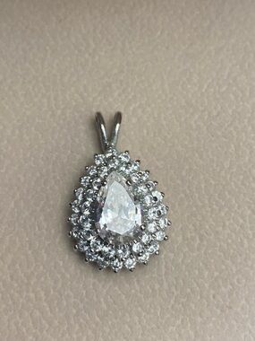 QVC Diamonique 925 Sterling Silver teardrop Pendant
